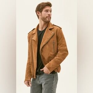 Open Edit Mens Brown Suede Moto Biker Jacket Size XL NWOT